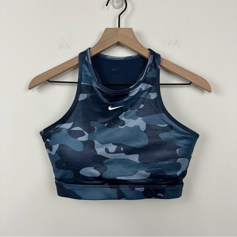 Nike Dri Fit Navy Camouflage Racerback Sports Bra, L